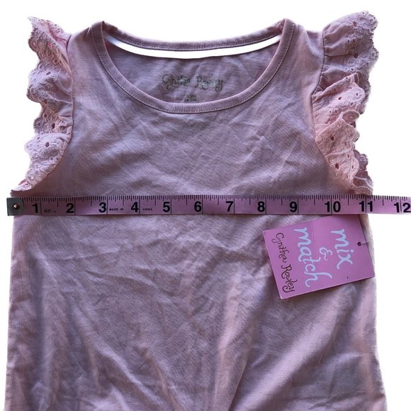 Cynthia Rowley Girls Shirt Pink Tie Knot Sleeveless Lace Trim Sz S (4) - Picture 7 of 8